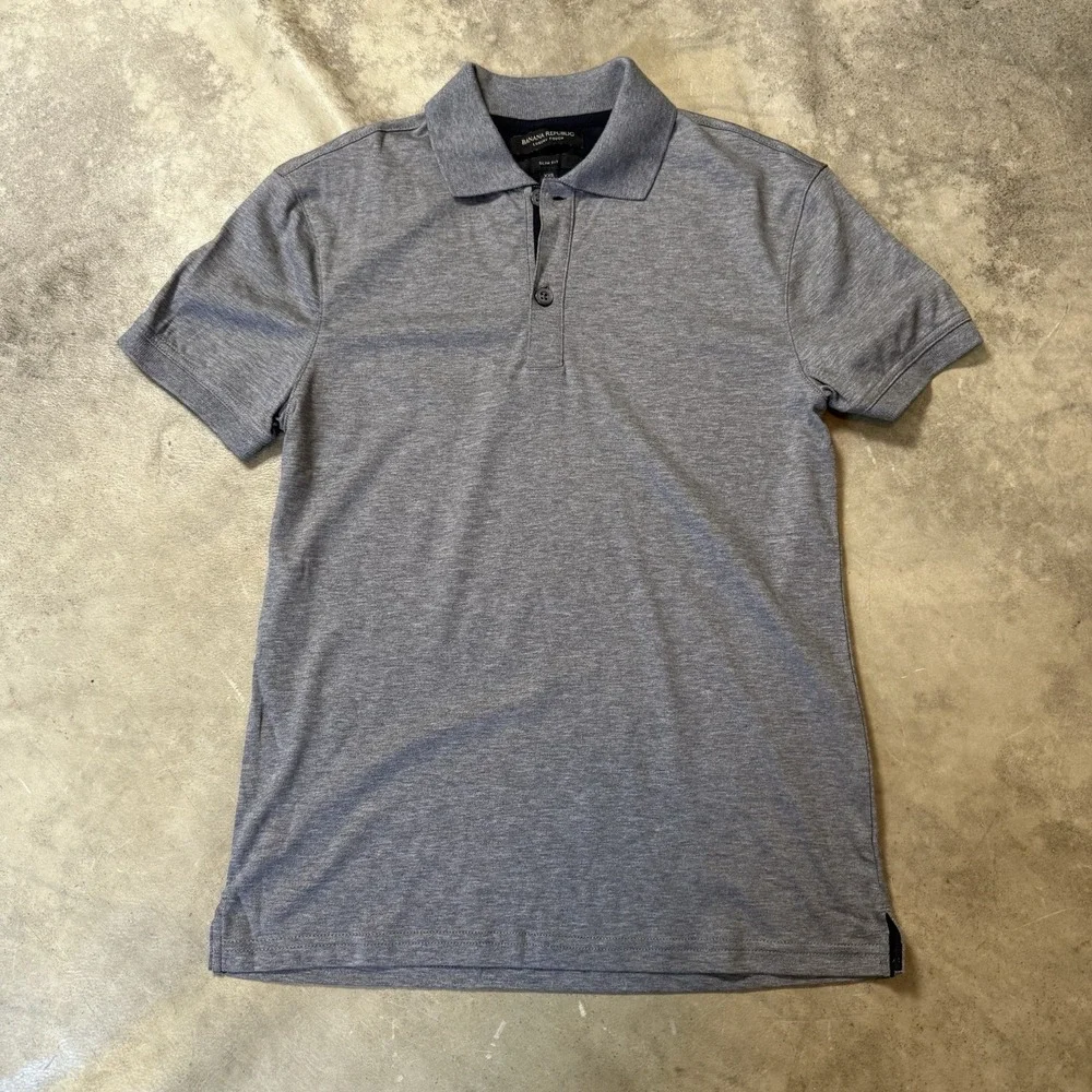 Banana Republic Polo Shirt Mens Size XXS Gray Luxury‎ Touch Performance Slim Fit
